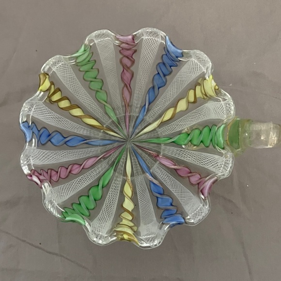 Vintage Murano Glass Latticino Cup Italy Studio Art Glass - Picture 5 of 9